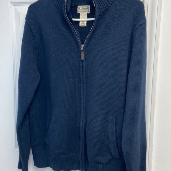 LL Bean Men's Full Zip Cotton Cardigan Navy Medium - Picture 5 of 5